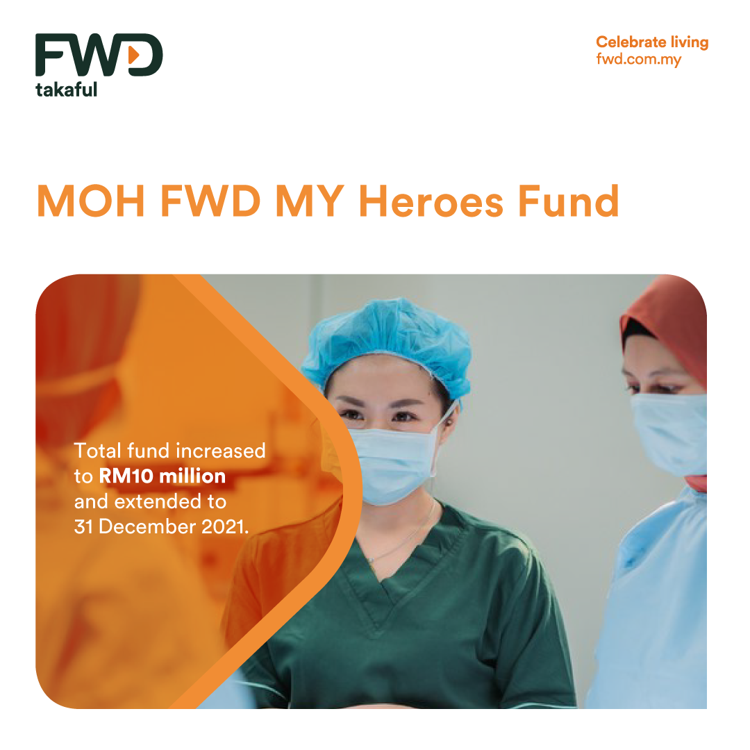 FWD Takaful has increased the total of the MOH FWD MY Heroes Fund to RM10 million to cover frontliners and their families