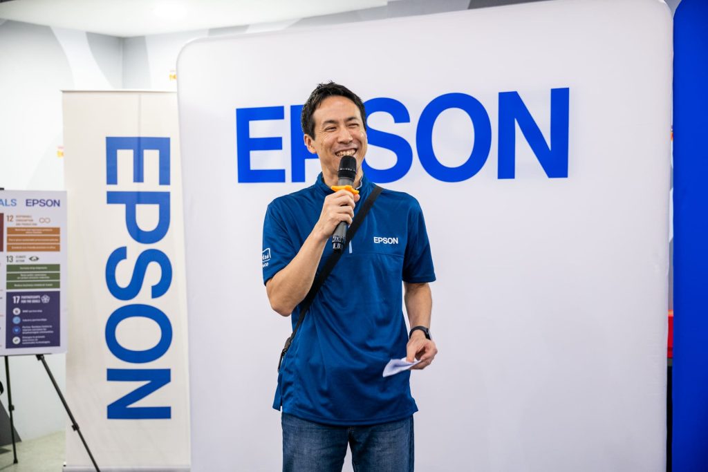 Tomohito Morikawa, Managing Director of Epson Malaysia delivering his welcoming speech at the Epson x United Voice CSR event
