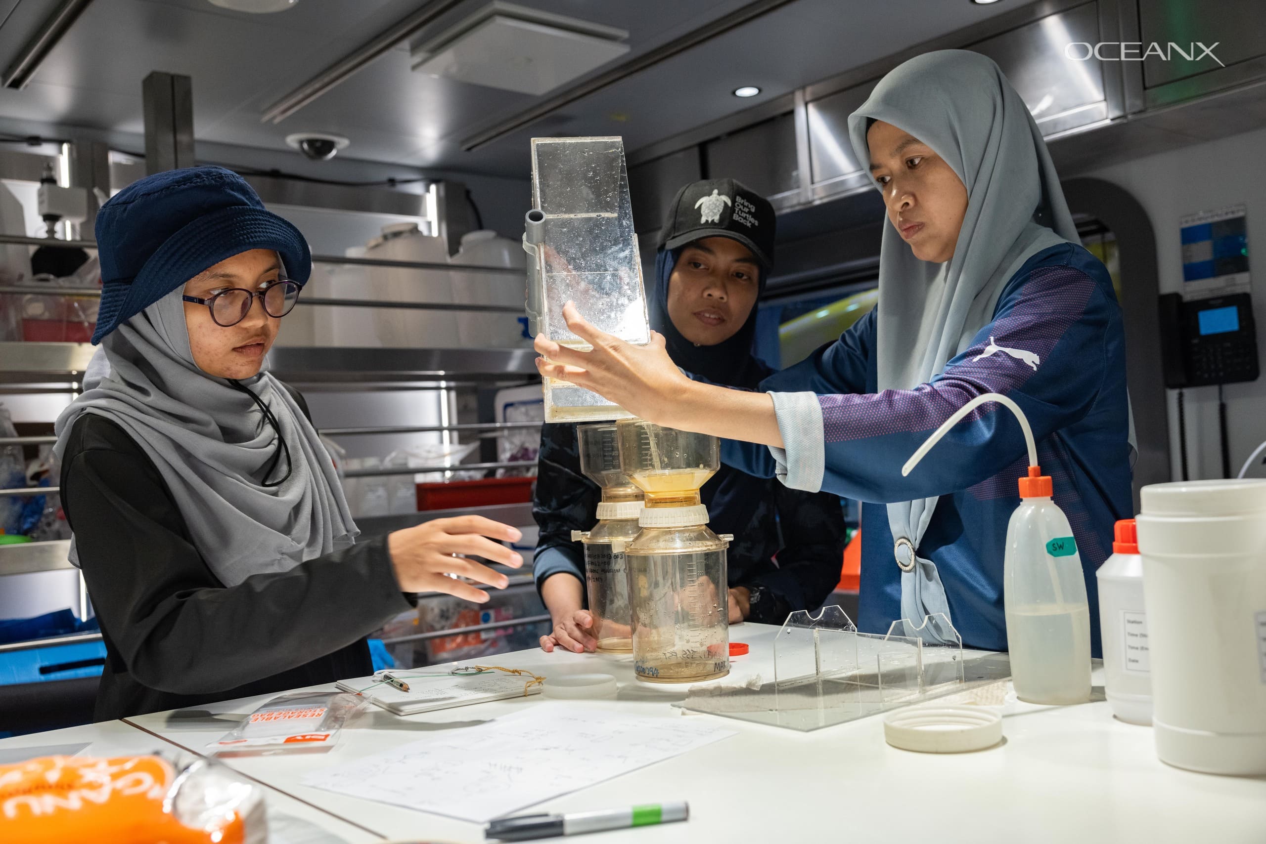 Fellow scientists from Universiti Malaysia Terengganu (UMT) collecting and cataloguing samples from a recent mission.