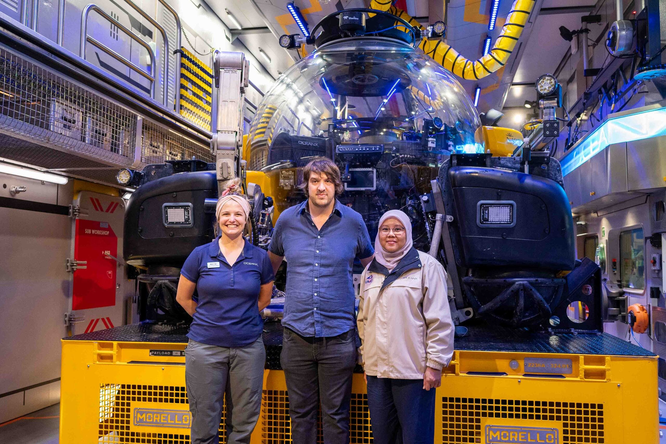 [From left to right] - Mattie Rodrigue, Science Program Director of OceanX, Mark Dalio, the Founder and Co-CEO of OceanX, Assoc. Prof. Dr. Maizah Mohd Abdullah, Chief Scientist from Universiti Malaysia Terengganu (UMT).